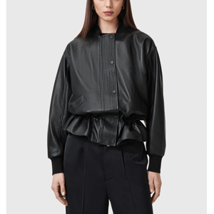 AllSaints Sofi Drawstring Leather Bomber